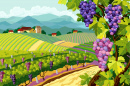 Vineyard and Grape Bunches
